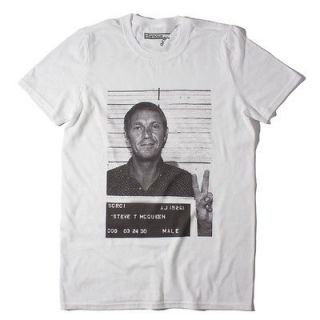 STEVE MCQUEEN T SHIRT  SMALL   King of Cool movies cult white mug 