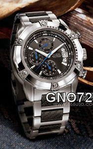 NEW GUESS MENS CHRNGRAPH Stnls Steel CARBON FBR 2013TRENDY SLV 