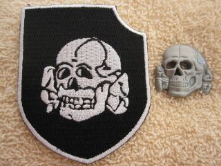   PANZER DIVISION WOFFEN TOTENKOPF HUSSAR INSIGNIA Pin & PATCH SET