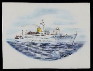 Original Art Work ss STOCKHOLM ocean liner.Swedish American 
