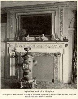 1904 image of a revere coal stove as fireplace insert