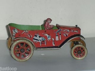 1920s USA Strauss TrikAuto Tin Wind Up Car, Very Nice Working 