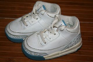 NIKE JORDAN BABY/TODDLER ATHLETIC SHOES WHITE/GRAY/BLUE HIGH TOP SIZE 