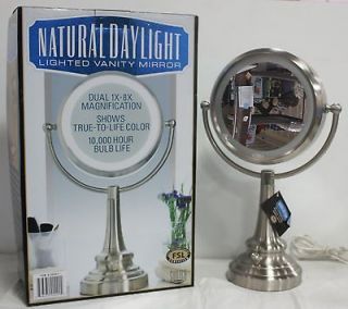 SUNTER Natural Daylight Lighted Vanity Mirror Dual 1x8 Magnification 