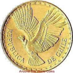 1968 chile 2 centesimos coin condor in flight km 193