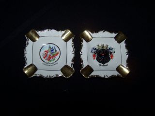 Vintage OCA Kronach Germany Porcelain Handgemalt Ashtrays