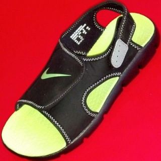 NEW Boys Toddlers NIKE SUNRAY Black/Green Athletic Sport Velcro 