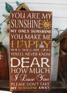 Primitive Sign You Are My Sunshine Subway Art Typography Painted 