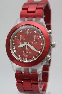 New Swatch Irony Full Blooded Red Sunset Chrono Date Watch 43mm 