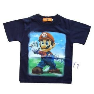 New Super Mario Bros Navy Blue T SHIRT #991 Size 6 Age 6 7 Cute Free 