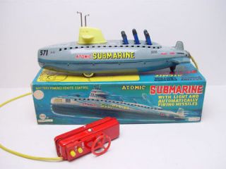 rare linemar marx atomic submarine battery tin toy nmib time