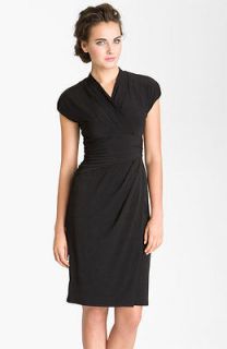 Suzi Chin for Maggy Boutique Ruched Faux Wrap Dress, Black; Size 2