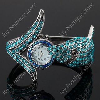 Sappire rhinestone Swarovski crystal Shark jewelry fashion Wrist watch 