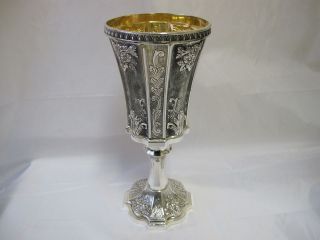   SOLID STERLING SILVER 925 WINE CUP GOBLET LARGE HEAVY ISRAEL 1