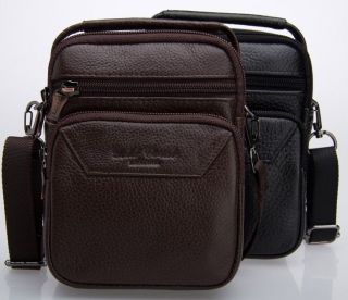 Men Waist Bag Genuine Leather Shoulder Pouch Hand Messenger Black 