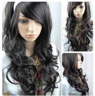 long black curly Kanekalon synthetic fibre hair full wig+cap