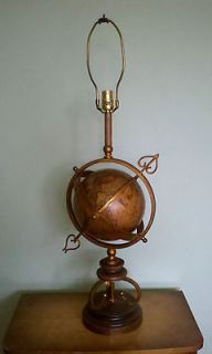 large vintage spinning globe 3 way lamp made in italy