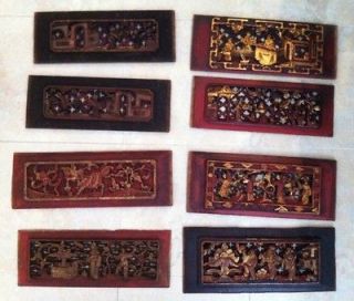 Rare Chinese Wood Panel Lot (8pcs) Collectible Pieces One of kind 