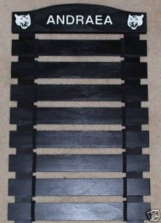custom black painted karate belt display rack 10 slats personalized