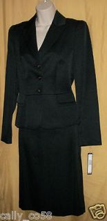 Tahari women black white dots 2 pc suit blazer jacket coat top dress 