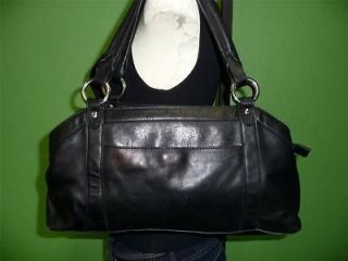 Vintage TALBOTS Black Leather Medium Shoulder Bag Tote Purse
