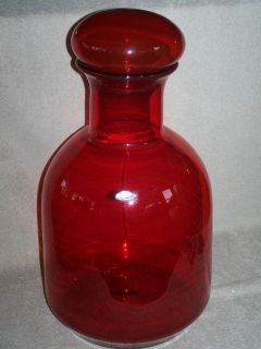 Blenko Art Glass Red Dome Lid Jar 7430   Very Large Floor Size 21