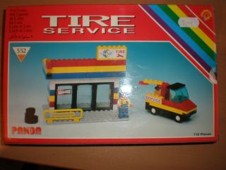 80S VINTAGE GREEK ITALOCREMONA LEGO PANDA TIRE SERVICE SHOP 552 MIB