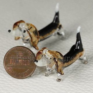 Newly listed 2 Dachshund Dog Puppy Hand Blown Glass Miniature Animal 