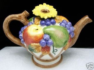 fitz floyd teapot daisy top fruit design 1996 omnibus time