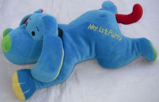 Snuggie Toy Plush Dog Blue My 1st Puppy Rattle Red Yellow 12Long