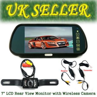 TFT COLOR MONITOR MIRROR + WIRELESS CAR 7 IR REARVIEW PARKING 