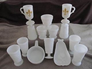 Newly listed Group of Milk Glass sherbert, goblets, cups,small baking 