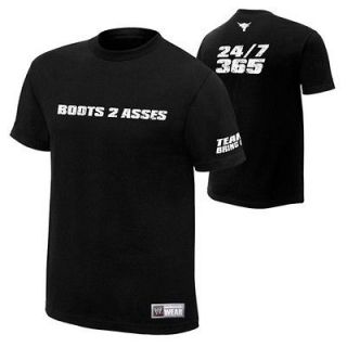 OFFICIAL WWE Dwayne The ROCK Johnson BOOTS 2 ASSES Shirt 24/7/365 Team 