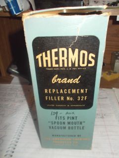 1957 era THERMOS Replacement filler vacuum bottle No. 32F  Fits Spoon 
