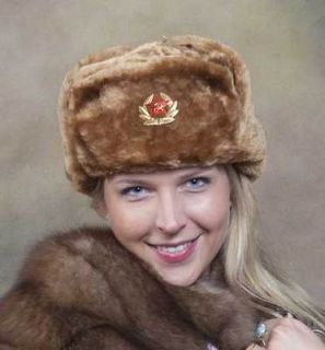 Russian Hat. Soviet Military Hat with Ear Flaps (Ushanka) (Light Brown 