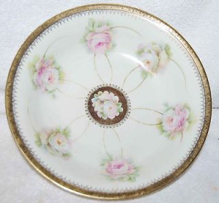 antique bavaria pink roses satin gold encrusted bowl time left