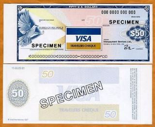 usa specimen travelers check 50 dollars unc 