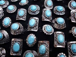   lots 12pcs tibetan tribe Turquoise gemstone Silver rings Jewelry