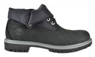 TIMBERLAND ROLL TOP BOOT BLACK NUBUCK LEATHER MENS BOOTS WATERPROOF 