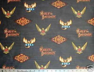 EAGLE Logo HARLEY DAVIDSON Black Quilt Fabric 30w x 19l blk