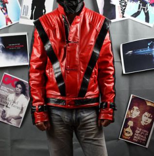 Michael Jackson Red Leather Thriller Jacket Replica Free Glove