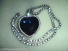  Dark Blue CZ Heart of the Ocean Titanic Necklace &Deluxe Gift Box