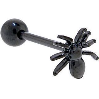 ONE 14g Black Titanium Anodized 3 D Spider Barbell Tongue Ring 5/8