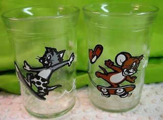 VINTAGE 1990 TOM & JERRY WELCHS GRAPE JELLY GLASSES 8 0ZS 