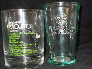 VINTAGE SET OF 2 BACARDI RUM GLASSES – MOJITO & 125TH ANNIVERSARY 