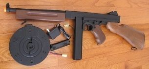 Quality Thompson M1 A1 Airsoft Auto Electric Gun With 2 Magazine Wood 
