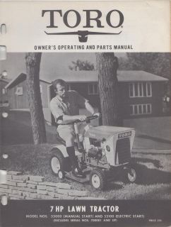 1966 TORO 7 HP LAWN TRACTOR OWNERS OPERATING & PARTS LIST MANUAL