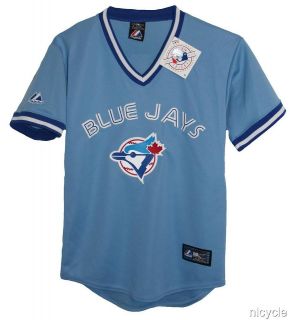 Toronto BLUE JAYS MLB MAJESTIC Blue PULOVER JERSEY w BLUE JAYS BIRD 