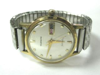 mens vintage certified tourneau automatic day date watch  