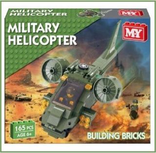MILITARY ARMY HELICOPTER BUILDING BRICKS BLOCK PLAYSET FITS LEGO XMAS 